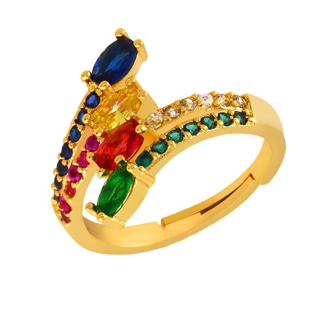 Women's Ring Crown Rainbow Ring Inlay Colored Rhinestone