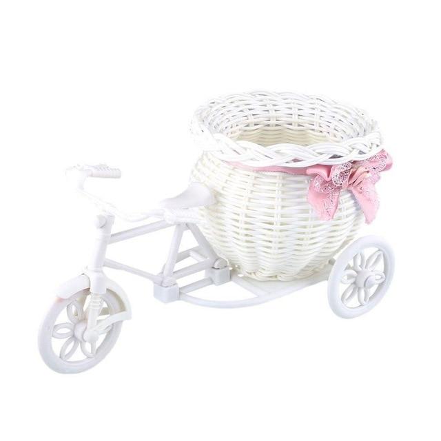 1pc Rattan Tricycle Vase Flower Basket Garden Wedding Party Bedroom Vase Storage Decoration Wedding Decor Garden Flower Pots