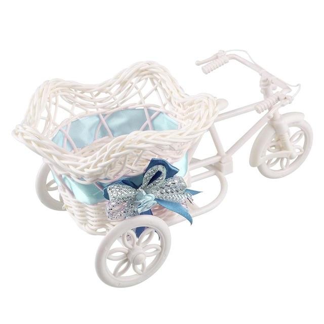 1pc Rattan Tricycle Vase Flower Basket Garden Wedding Party Bedroom Vase Storage Decoration Wedding Decor Garden Flower Pots