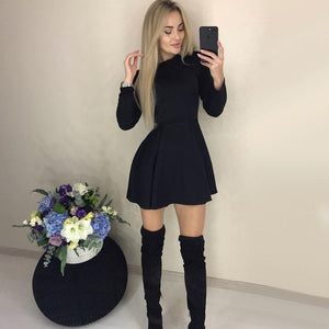 Autumn Long Sleeve Sexy a Line Party Dress Ladies Office Work Basic Shirt Dress 2019 Fashion Elegant Mini Dress Winter Vestidos