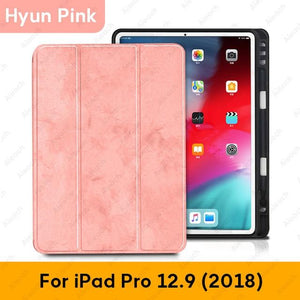 Case For iPad Pro 12.9 2018 With Pencil Holder PU Leather Front Cover Silicone Soft Back Smart Case For iPad Pro 12.9 2017 2015