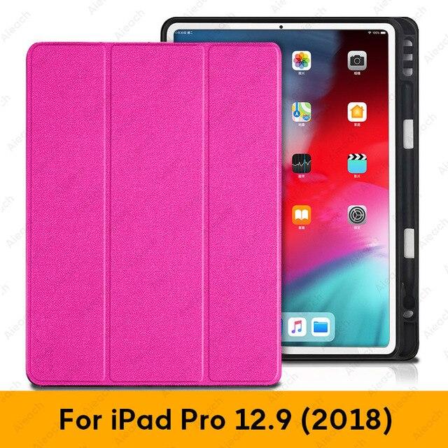 Case For iPad Pro 12.9 2018 With Pencil Holder PU Leather Front Cover Silicone Soft Back Smart Case For iPad Pro 12.9 2017 2015