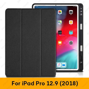 Case For iPad Pro 12.9 2018 With Pencil Holder PU Leather Front Cover Silicone Soft Back Smart Case For iPad Pro 12.9 2017 2015