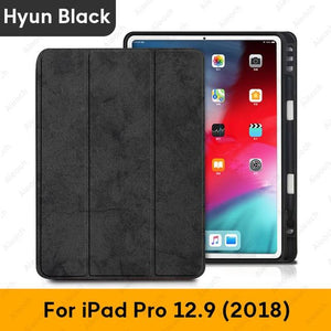 Case For iPad Pro 12.9 2018 With Pencil Holder PU Leather Front Cover Silicone Soft Back Smart Case For iPad Pro 12.9 2017 2015