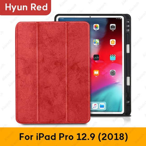 Case For iPad Pro 12.9 2018 With Pencil Holder PU Leather Front Cover Silicone Soft Back Smart Case For iPad Pro 12.9 2017 2015