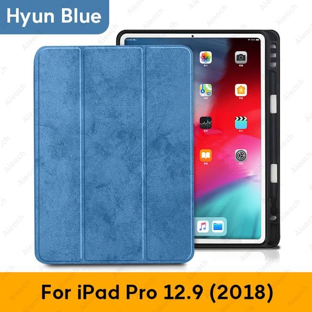 Case For iPad Pro 12.9 2018 With Pencil Holder PU Leather Front Cover Silicone Soft Back Smart Case For iPad Pro 12.9 2017 2015