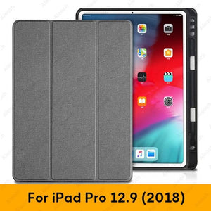 Case For iPad Pro 12.9 2018 With Pencil Holder PU Leather Front Cover Silicone Soft Back Smart Case For iPad Pro 12.9 2017 2015