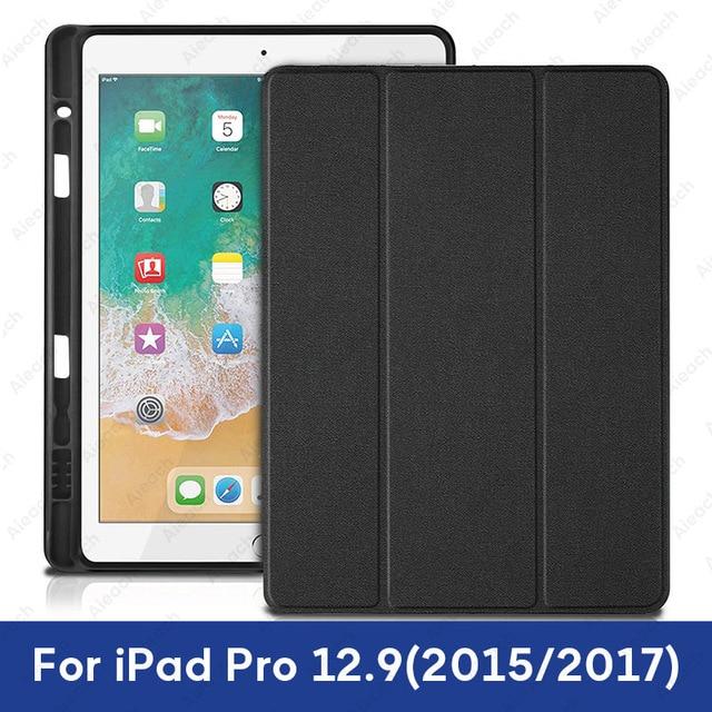 Case For iPad Pro 12.9 2018 With Pencil Holder PU Leather Front Cover Silicone Soft Back Smart Case For iPad Pro 12.9 2017 2015