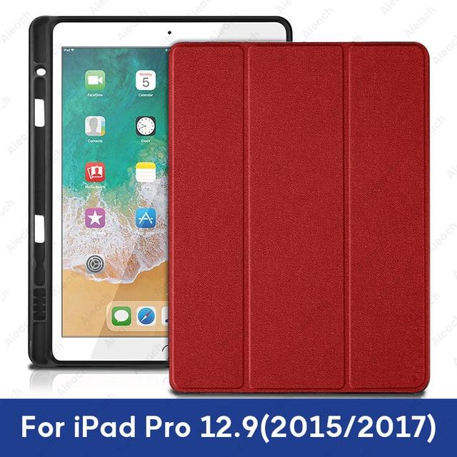 Case For iPad Pro 12.9 2018 With Pencil Holder PU Leather Front Cover Silicone Soft Back Smart Case For iPad Pro 12.9 2017 2015