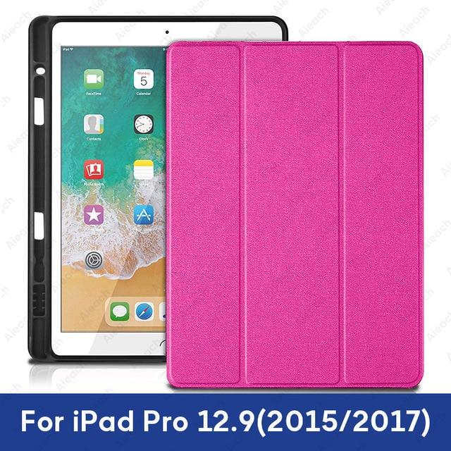 Case For iPad Pro 12.9 2018 With Pencil Holder PU Leather Front Cover Silicone Soft Back Smart Case For iPad Pro 12.9 2017 2015