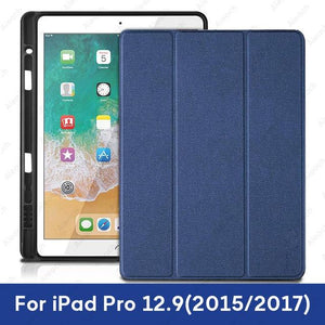 Case For iPad Pro 12.9 2018 With Pencil Holder PU Leather Front Cover Silicone Soft Back Smart Case For iPad Pro 12.9 2017 2015