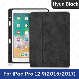 Case For iPad Pro 12.9 2018 With Pencil Holder PU Leather Front Cover Silicone Soft Back Smart Case For iPad Pro 12.9 2017 2015