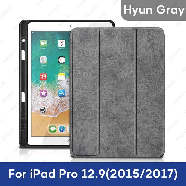 Case For iPad Pro 12.9 2018 With Pencil Holder PU Leather Front Cover Silicone Soft Back Smart Case For iPad Pro 12.9 2017 2015