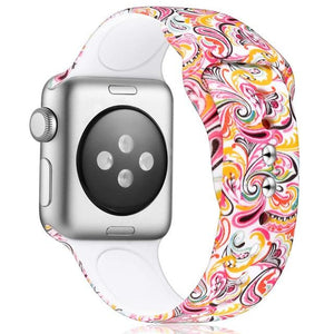 ALPQ For Apple Watch 5 4 Band Strap 38 42mm 40mm 44mm Soft Silicone Leopard Floral Pattern Printed Strap For iWatch Series 3 2 1