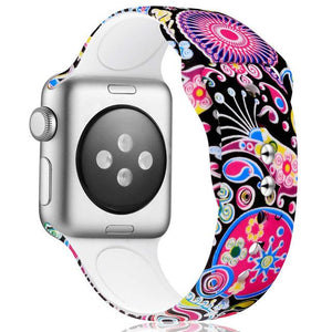 ALPQ For Apple Watch 5 4 Band Strap 38 42mm 40mm 44mm Soft Silicone Leopard Floral Pattern Printed Strap For iWatch Series 3 2 1