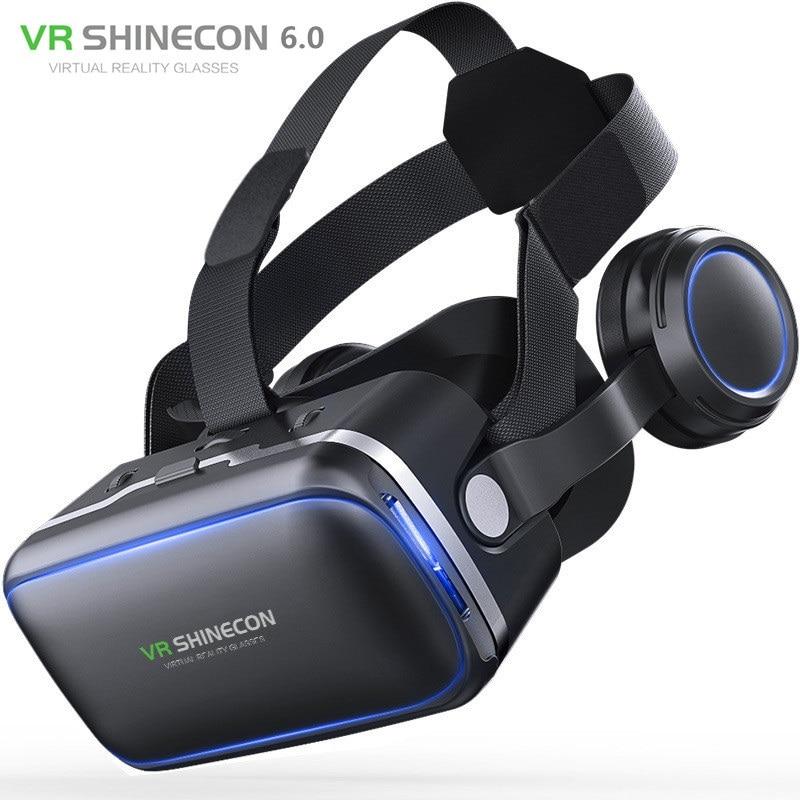 Shinecon 6.0 3D VR Glasses Virtual Reality Casque 3 D Goggles Headset Helmet Box For iPhone Android Smartphone with Controllers