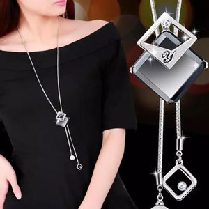 Collier Femme Long Gray Crystal Necklaces & Pendants for Women