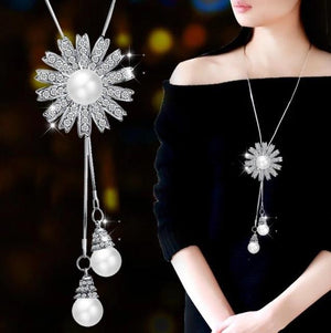 Collier Femme Long Gray Crystal Necklaces & Pendants for Women