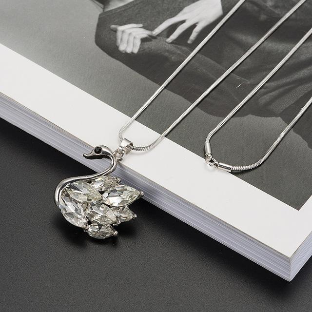 Collier Femme Long Gray Crystal Necklaces & Pendants for Women