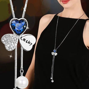 Collier Femme Long Gray Crystal Necklaces & Pendants for Women