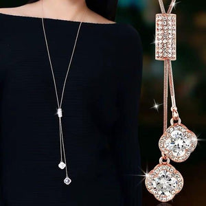 Collier Femme Long Gray Crystal Necklaces & Pendants for Women