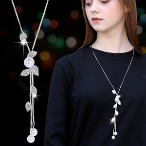 Collier Femme Long Gray Crystal Necklaces & Pendants for Women