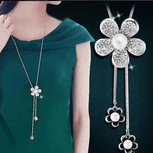 Collier Femme Long Gray Crystal Necklaces & Pendants for Women