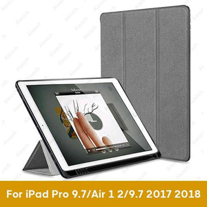 Cover For iPad 9.7 10.2 Case 2018 2017 With Pencil Holder Smart Leather Cloth Texture Silicone Case For iPad Pro 9.7 Air 1 2