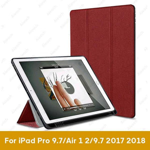 Cover For iPad 9.7 10.2 Case 2018 2017 With Pencil Holder Smart Leather Cloth Texture Silicone Case For iPad Pro 9.7 Air 1 2