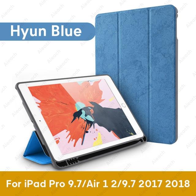 Cover For iPad 9.7 10.2 Case 2018 2017 With Pencil Holder Smart Leather Cloth Texture Silicone Case For iPad Pro 9.7 Air 1 2