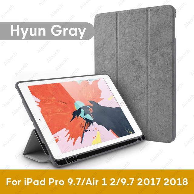 Cover For iPad 9.7 10.2 Case 2018 2017 With Pencil Holder Smart Leather Cloth Texture Silicone Case For iPad Pro 9.7 Air 1 2