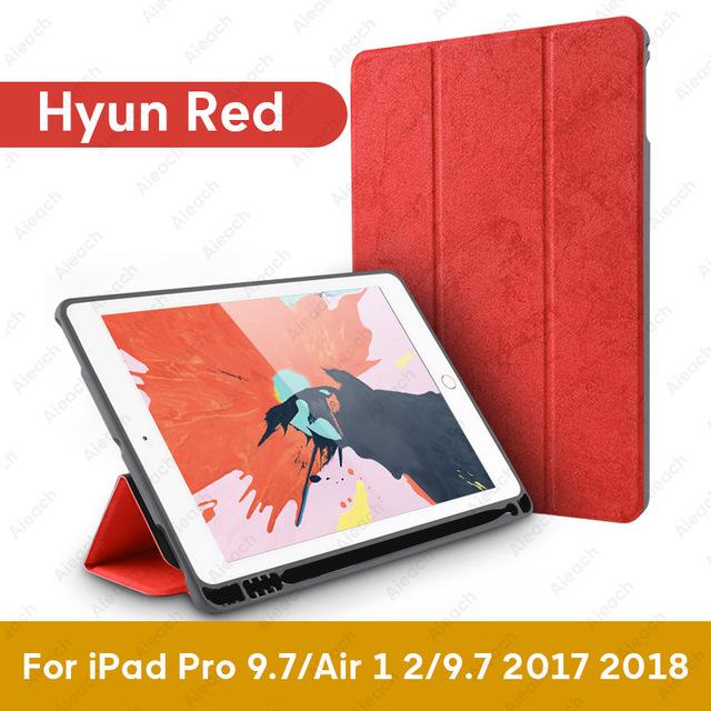 Cover For iPad 9.7 10.2 Case 2018 2017 With Pencil Holder Smart Leather Cloth Texture Silicone Case For iPad Pro 9.7 Air 1 2