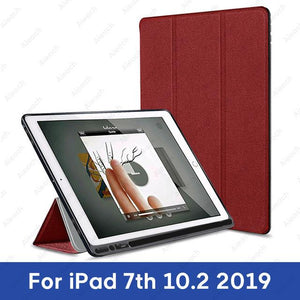 Cover For iPad 9.7 10.2 Case 2018 2017 With Pencil Holder Smart Leather Cloth Texture Silicone Case For iPad Pro 9.7 Air 1 2