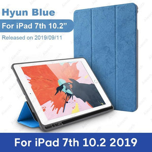 Cover For iPad 9.7 10.2 Case 2018 2017 With Pencil Holder Smart Leather Cloth Texture Silicone Case For iPad Pro 9.7 Air 1 2