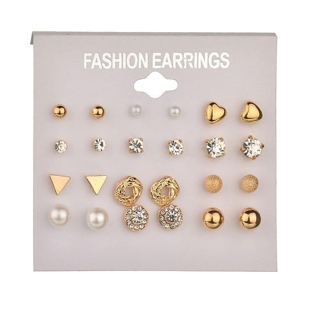 12 pairs White Simulated Pearl Earrings Set For Women Jewelry