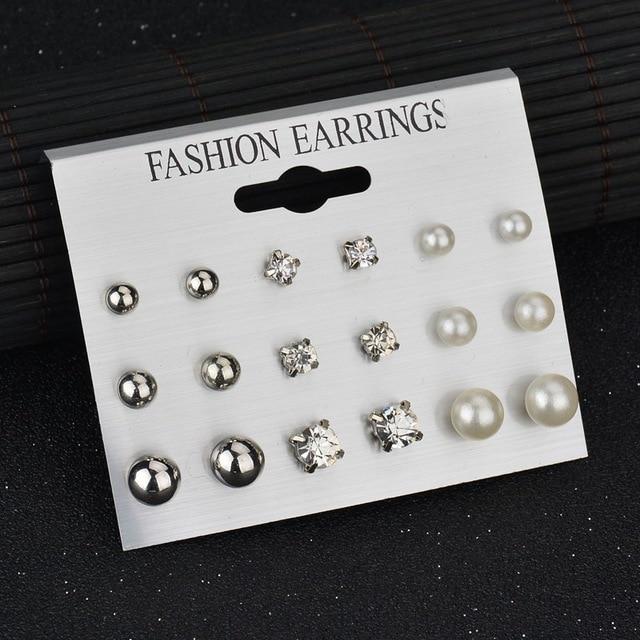 12 pairs White Simulated Pearl Earrings Set For Women Jewelry