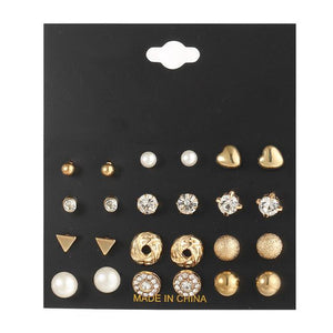 12 pairs White Simulated Pearl Earrings Set For Women Jewelry