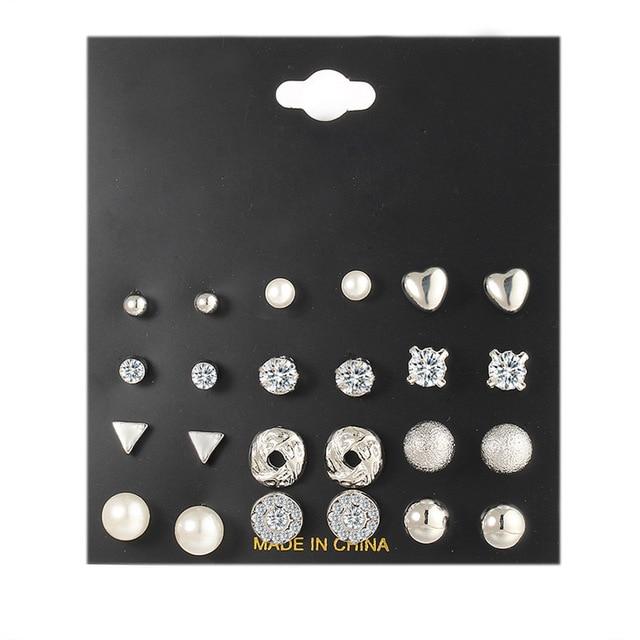 12 pairs White Simulated Pearl Earrings Set For Women Jewelry