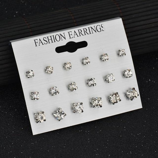 12 pairs White Simulated Pearl Earrings Set For Women Jewelry