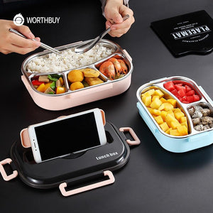 WORTHBUY Japanese Kids Lunch Box 304 stainless steel Bento Lunch Box With Compartment Tableware Microwave Food Container Box