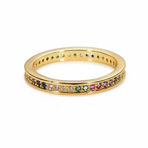 Women's copper CZ Gold Crown rainbow Rings Geometry wedding  Engagement Ring