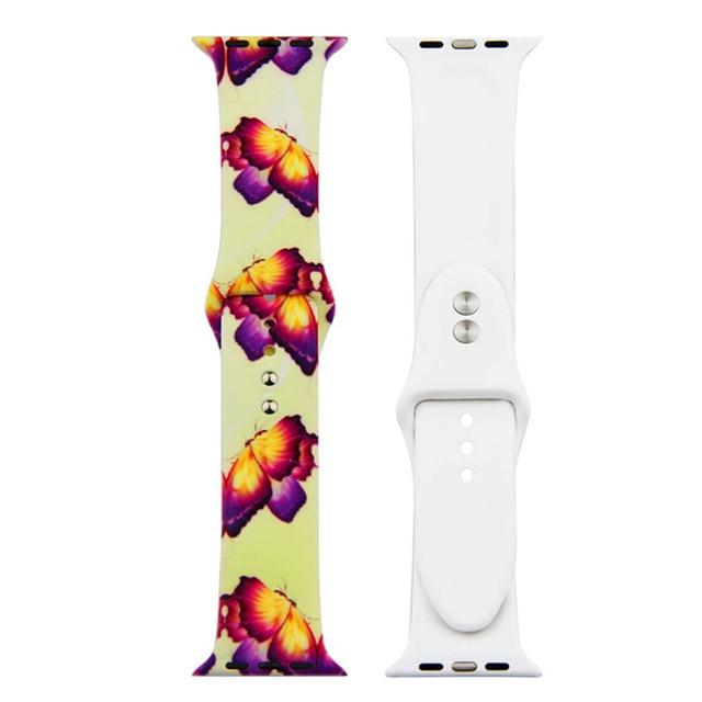 ALPQ For Apple Watch 5 4 Band Strap 38 42mm 40mm 44mm Soft Silicone Leopard Floral Pattern Printed Strap For iWatch Series 3 2 1