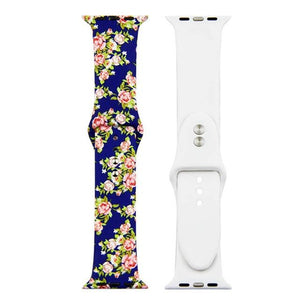 ALPQ For Apple Watch 5 4 Band Strap 38 42mm 40mm 44mm Soft Silicone Leopard Floral Pattern Printed Strap For iWatch Series 3 2 1