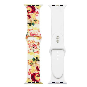 ALPQ For Apple Watch 5 4 Band Strap 38 42mm 40mm 44mm Soft Silicone Leopard Floral Pattern Printed Strap For iWatch Series 3 2 1