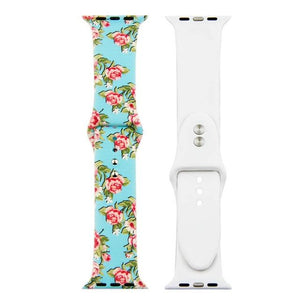 ALPQ For Apple Watch 5 4 Band Strap 38 42mm 40mm 44mm Soft Silicone Leopard Floral Pattern Printed Strap For iWatch Series 3 2 1