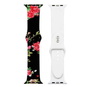 ALPQ For Apple Watch 5 4 Band Strap 38 42mm 40mm 44mm Soft Silicone Leopard Floral Pattern Printed Strap For iWatch Series 3 2 1