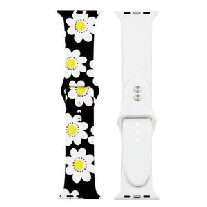 ALPQ For Apple Watch 5 4 Band Strap 38 42mm 40mm 44mm Soft Silicone Leopard Floral Pattern Printed Strap For iWatch Series 3 2 1