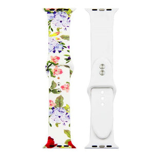 ALPQ For Apple Watch 5 4 Band Strap 38 42mm 40mm 44mm Soft Silicone Leopard Floral Pattern Printed Strap For iWatch Series 3 2 1