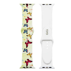 ALPQ For Apple Watch 5 4 Band Strap 38 42mm 40mm 44mm Soft Silicone Leopard Floral Pattern Printed Strap For iWatch Series 3 2 1