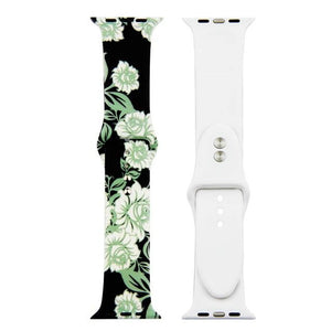 ALPQ For Apple Watch 5 4 Band Strap 38 42mm 40mm 44mm Soft Silicone Leopard Floral Pattern Printed Strap For iWatch Series 3 2 1